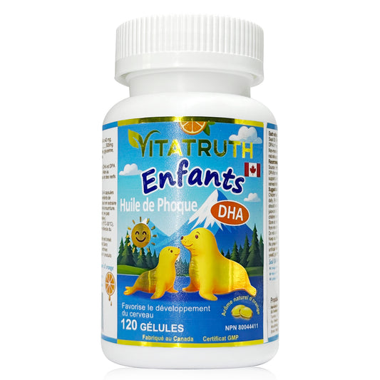 Vitatruth Premium Kids Seal Oil Softgels – Natural Orange Flavor (120 Count)