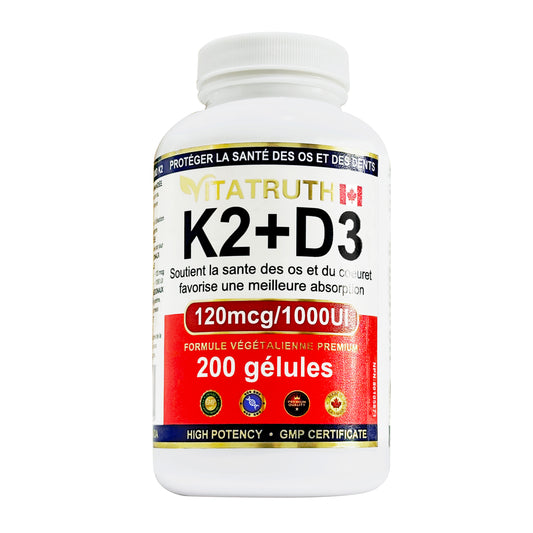 Vitatrtuh Vitamin K2+D3, 120mcg/1000IU, Premium Vegan Formula, 200 Softgels, Supports Bone and Heart Health