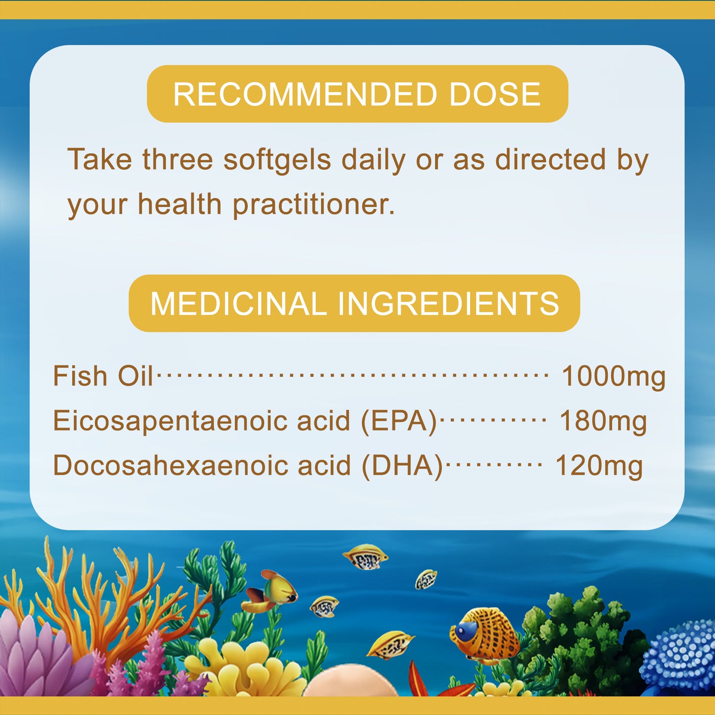 Vitatruth Omega 3 Fish Oil 1000mg – EPA 180mg / DHA 120mg (300 Softgels)