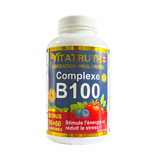 Vitatruth Vitamin B100 Complex Taplets, Timed Released, Ultra Strength, Naturally Energizing, and Supports Metabolism.