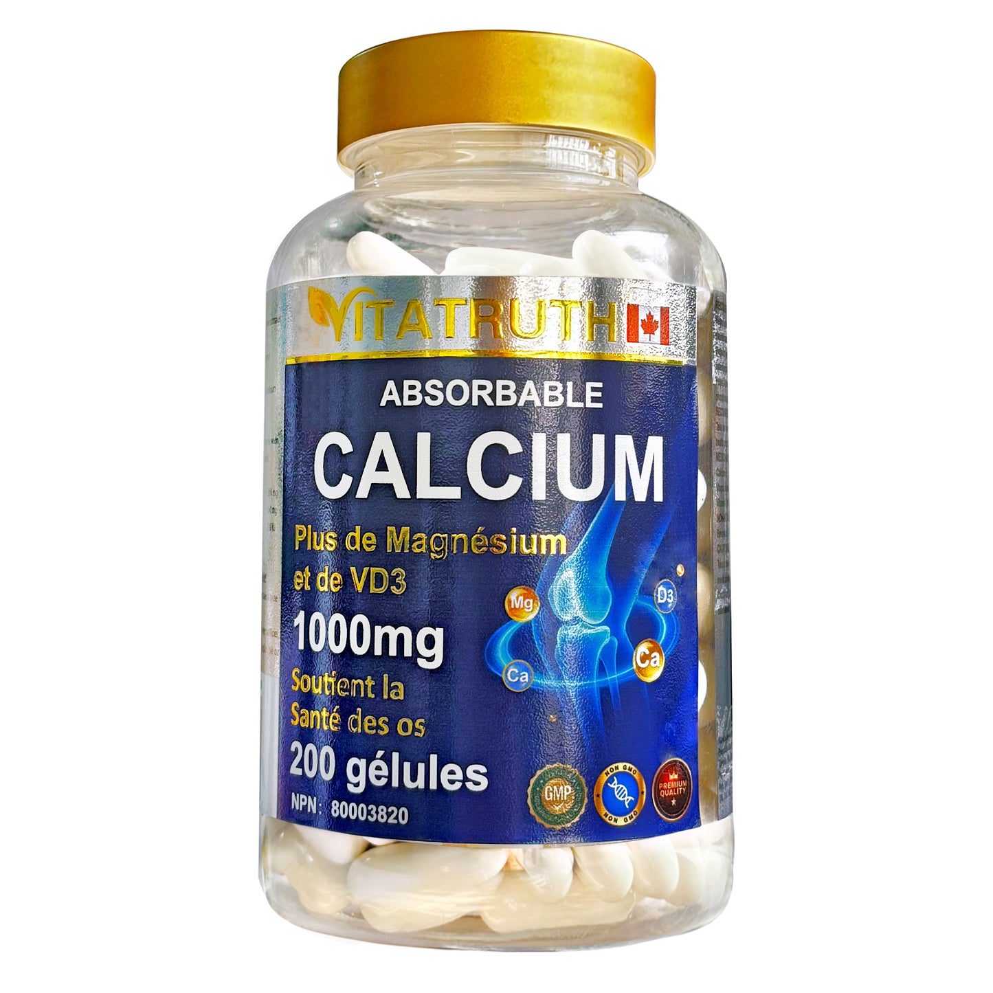 Vitatruth Liquid Calcium Carbonate 1000mg | Plus Magnesium & D3 for Bone & Joint Support | Made in Canada | 200 Softgels