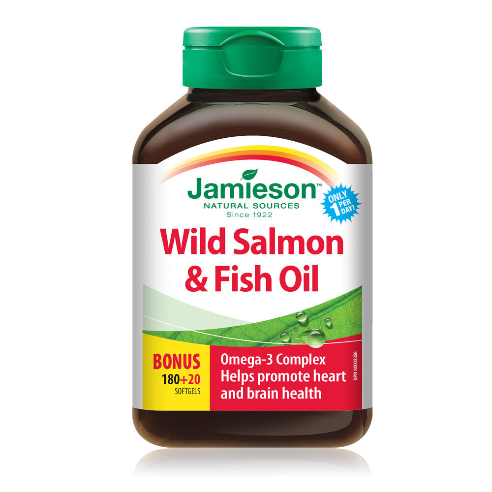 Omega-3 Complex Wild Salmon & Fish Oils Bonus Size (180+20 Softgels)